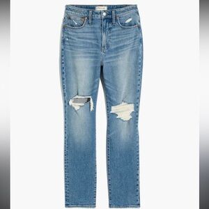 Madewell the perfect vintage Straight Leg Distressed Blue Jeans